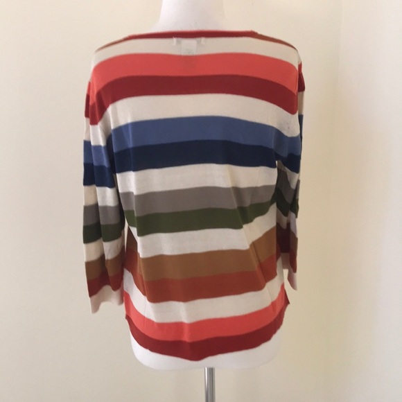 ORVIS size S striped silk blend button up cardigan - Picture 4 of 8